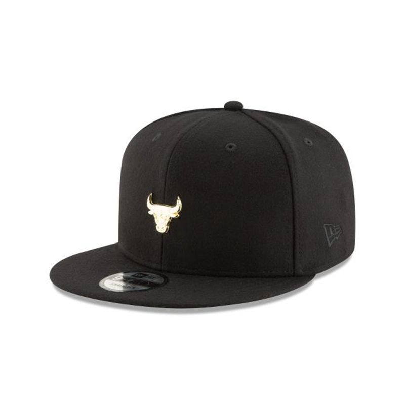 NBA Chicago Bulls Badge Slick 9Fifty Snapback (BAR1174) - Black New Era Caps